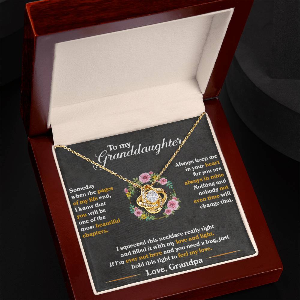 To My Granddaughter | Love Grandpa |Love Knot Necklace