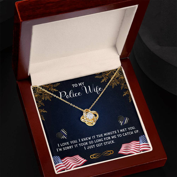To My Police Wife | I Love You | Love Knot Necklace