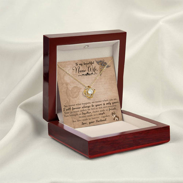 To My Nurse Wife | Love Your Husband | Love Knot Necklace