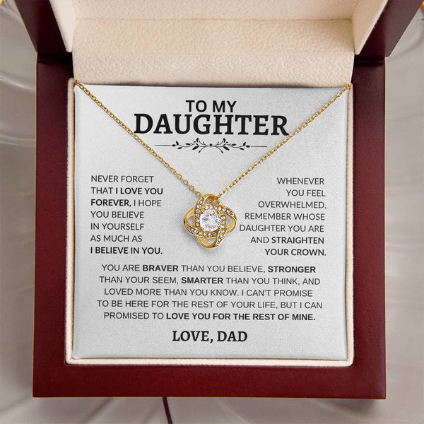 Beautiful Gift for Daughter  From Dad "Never Forget That I Love You"- Love Knot Necklace