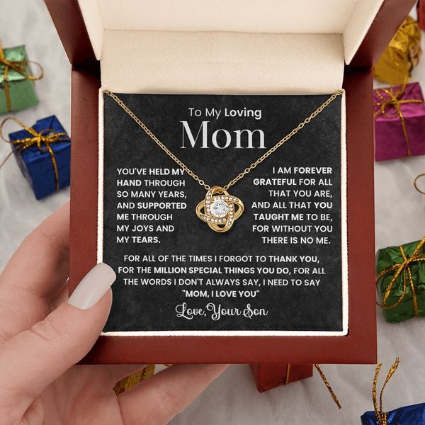 To My Loving Mom | You Held My Hands | Love Knot Necklace