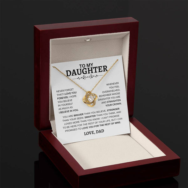 Beautiful Gift for Daughter  From Dad "Never Forget That I Love You"- Love Knot Necklace
