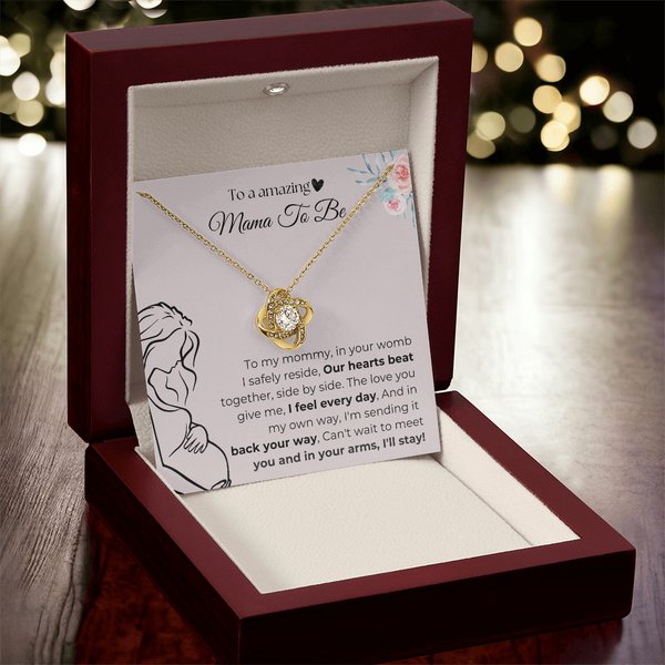 Mama To Be | Our Hearts Beat Together | Love Knot Necklace
