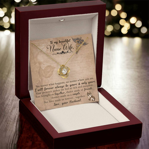 To My Nurse Wife | Love Your Husband | Love Knot Necklace