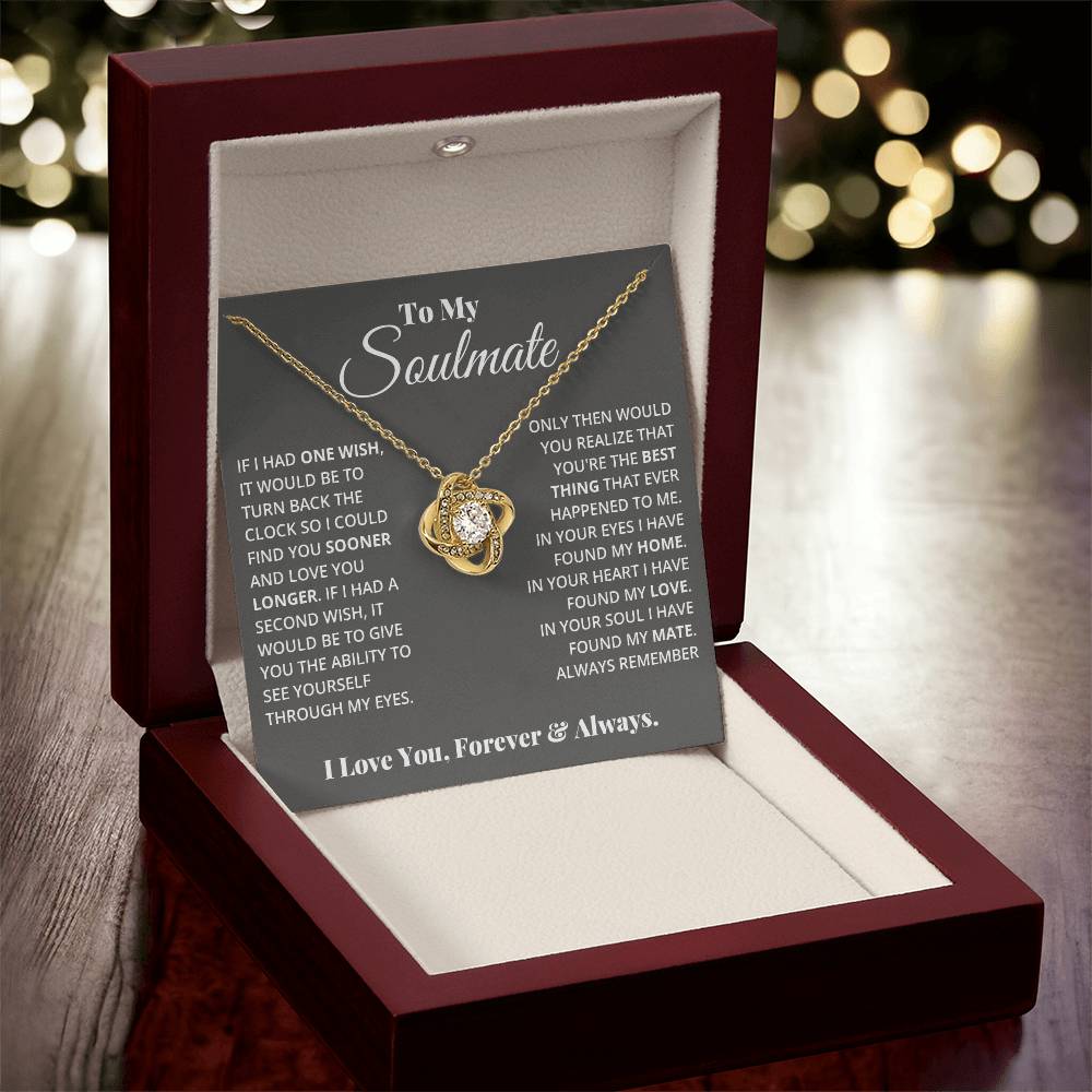 To My Soulmate | In Your Heart I Found My Love | Love Knot Necklace