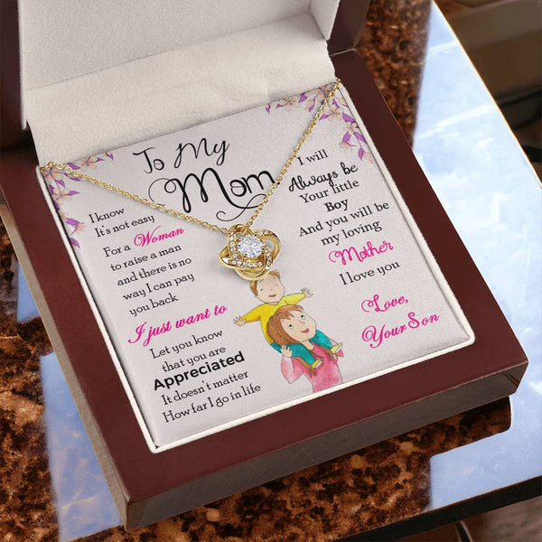 To My Mom | Love Your Son | Love Knot Necklace