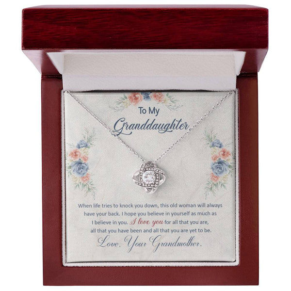 To My Granddaughter | Love Your Grandmother | Love Knot Necklace