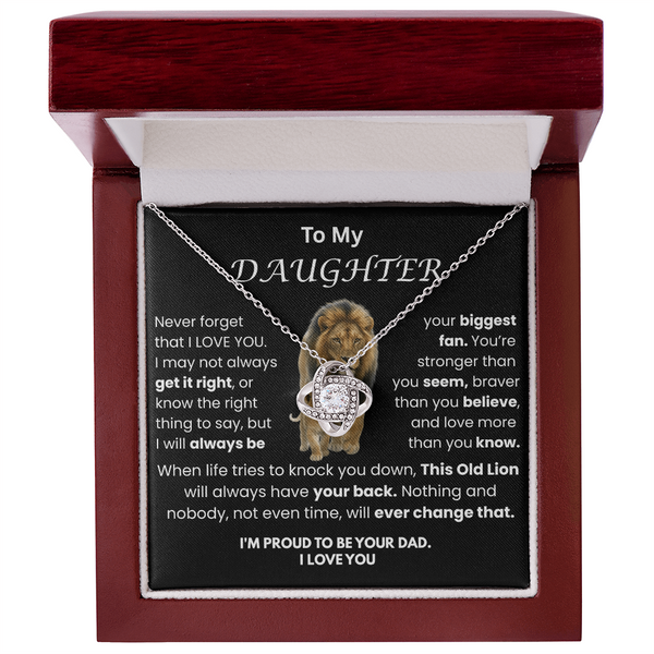 To My Daughter Gift -This Lion Always Have Your Back - Love Knot Necklace