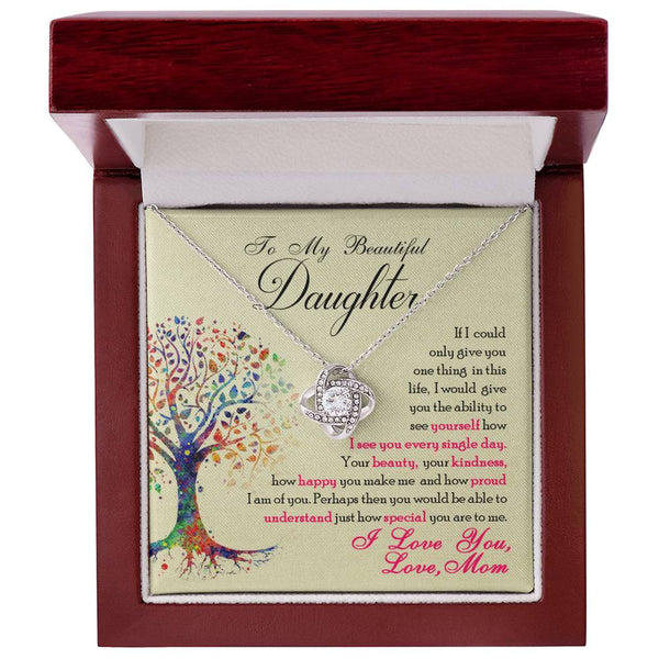To My Beautiful Daughter  |Love Knot Necklace