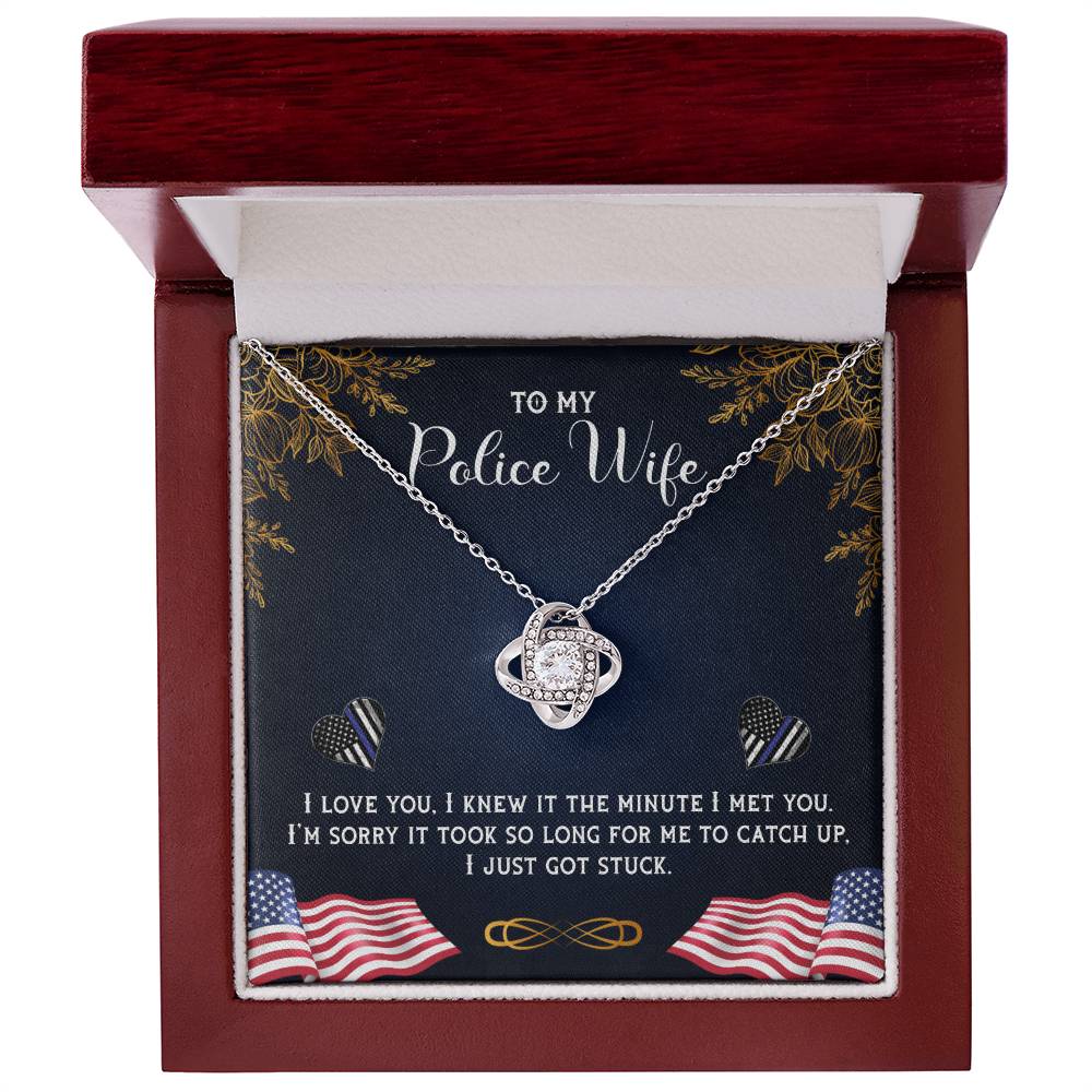 To My Police Wife | I Love You | Love Knot Necklace