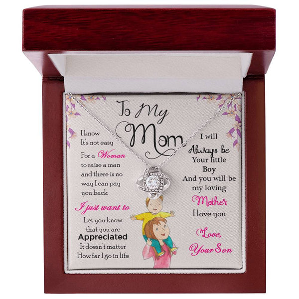 To My Mom | Love Your Son | Love Knot Necklace
