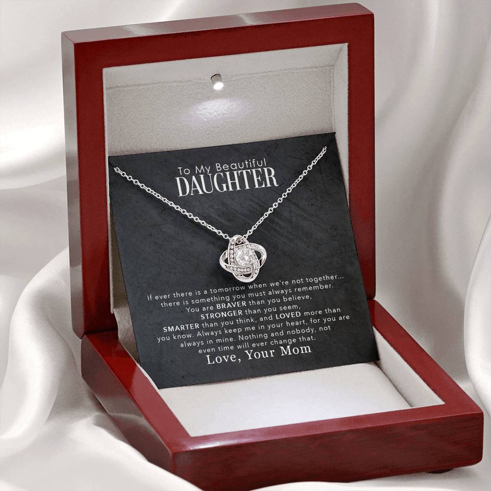 To My Beautiful Daughter | Love Your Mom | Love Knot Necklace