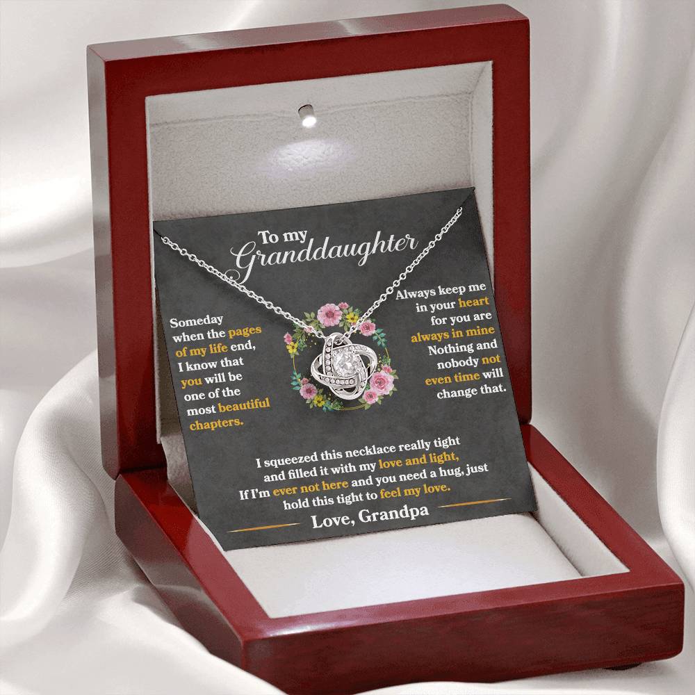 To My Granddaughter | Love Grandpa |Love Knot Necklace