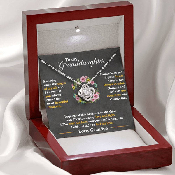 To My Granddaughter | Love Grandpa |Love Knot Necklace