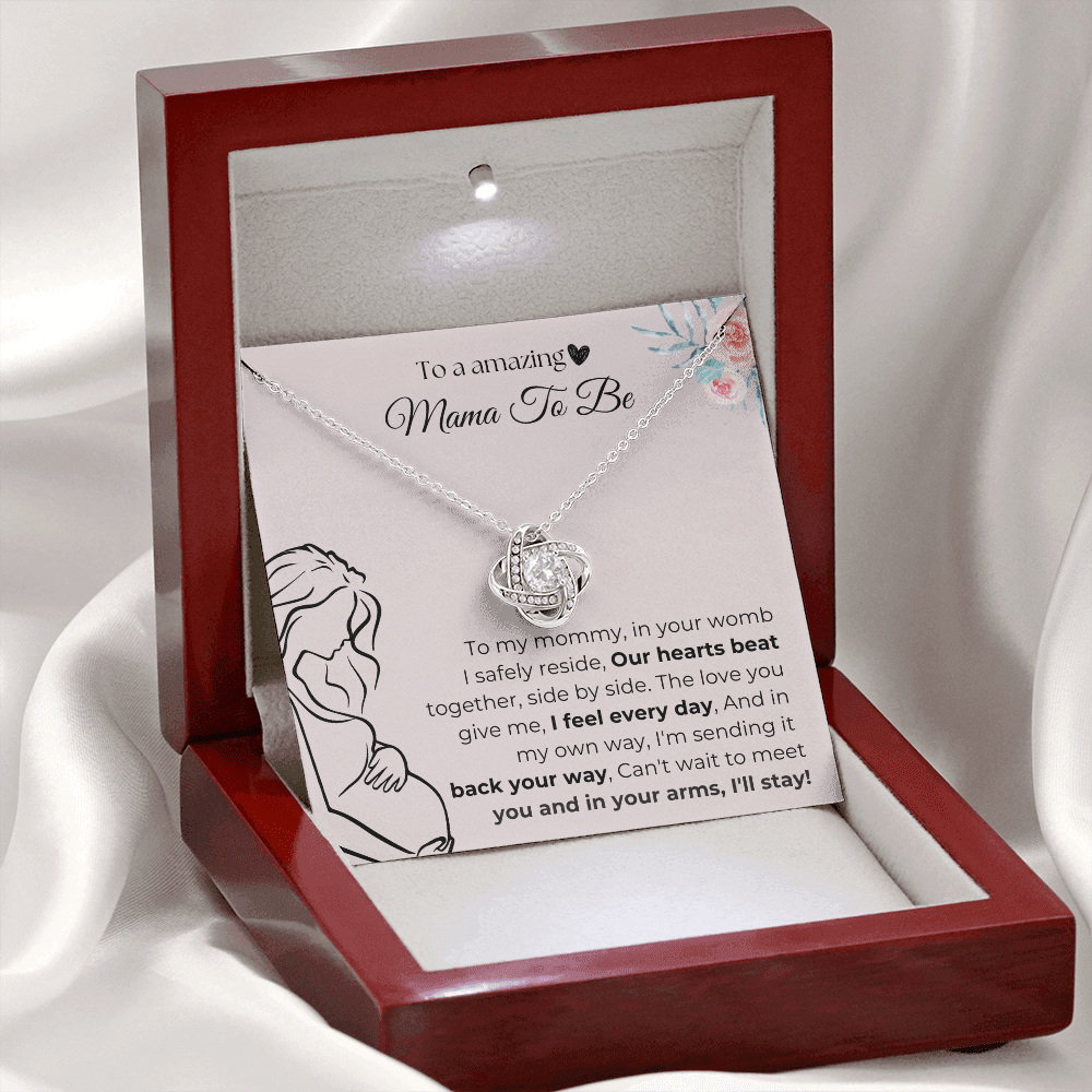 Mama To Be | Our Hearts Beat Together | Love Knot Necklace