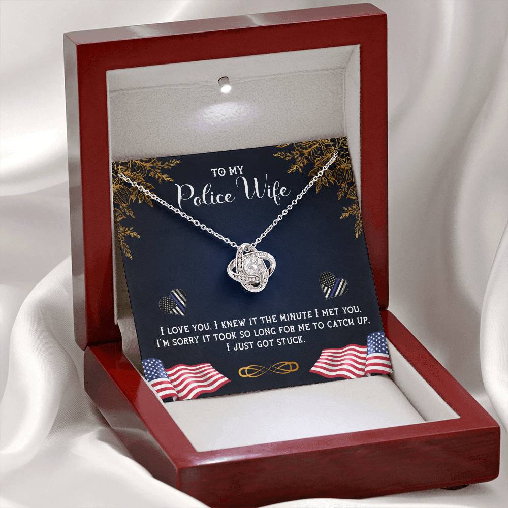 To My Police Wife | I Love You | Love Knot Necklace