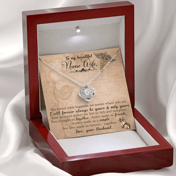 To My Nurse Wife | Love Your Husband | Love Knot Necklace