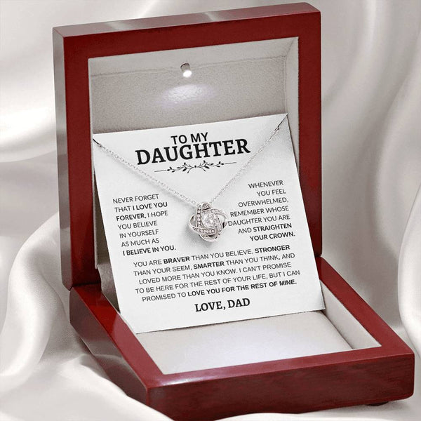 Beautiful Gift for Daughter  From Dad "Never Forget That I Love You"- Love Knot Necklace