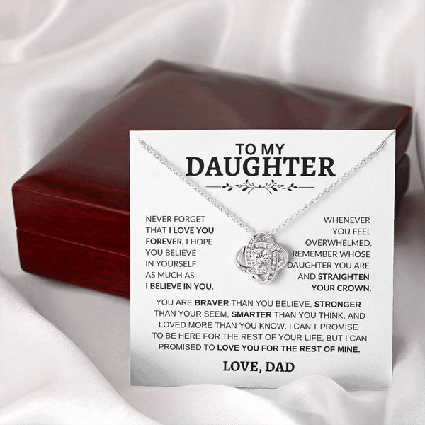 Beautiful Gift for Daughter  From Dad "Never Forget That I Love You"- Love Knot Necklace