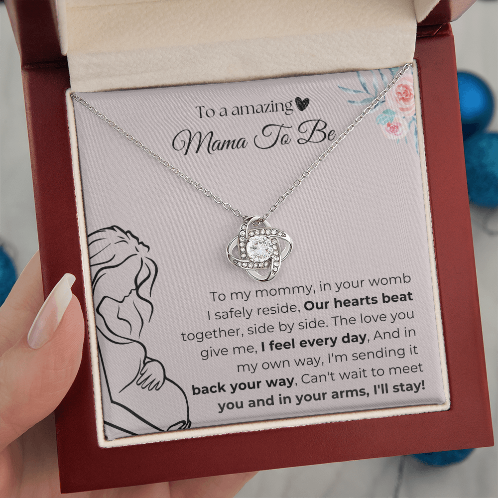 Mama To Be | Our Hearts Beat Together | Love Knot Necklace