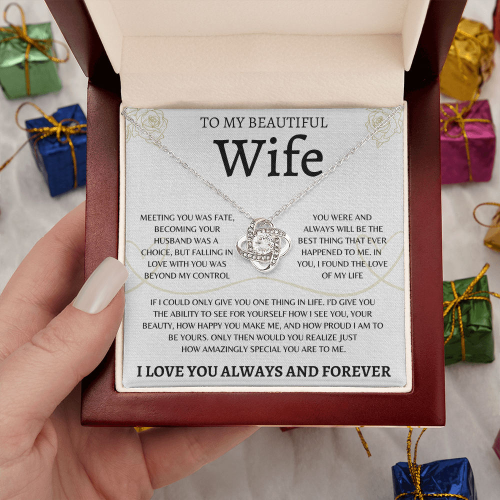 To My Beautiful Wife  | Love Knot Necklace