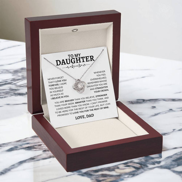 Beautiful Gift for Daughter  From Dad "Never Forget That I Love You"- Love Knot Necklace