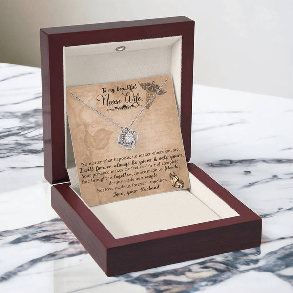 To My Nurse Wife | Love Your Husband | Love Knot Necklace