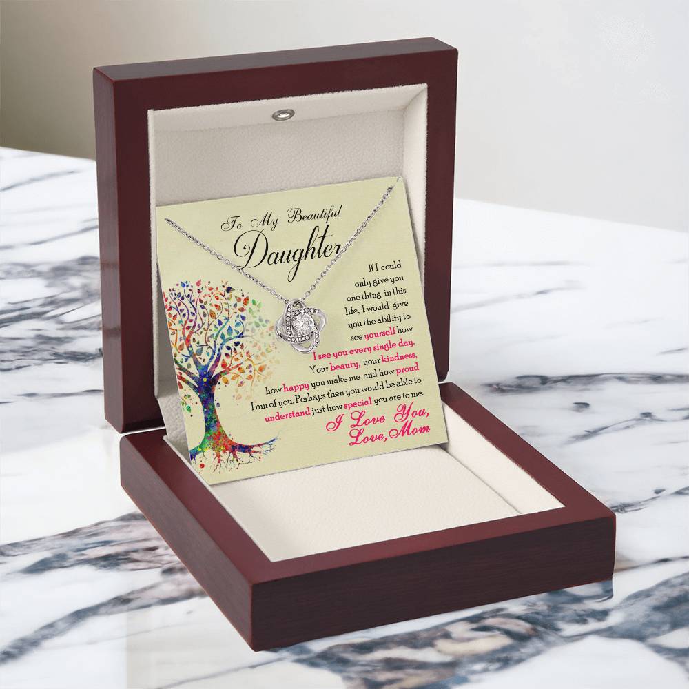 To My Beautiful Daughter  |Love Knot Necklace