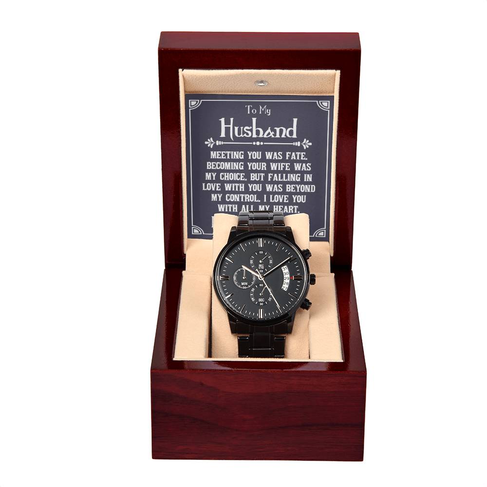 To My Husband | I Love You | Black Chronograph Watch