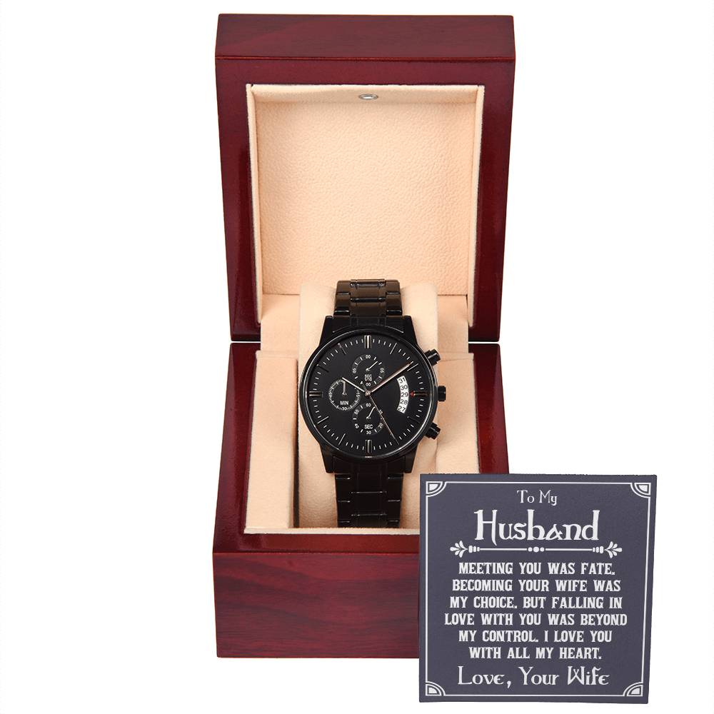 To My Husband | I Love You | Black Chronograph Watch