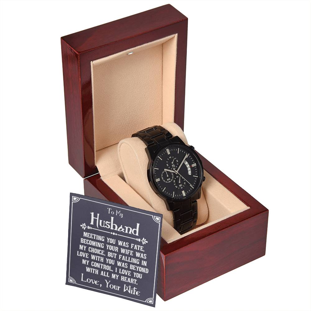 To My Husband | I Love You | Black Chronograph Watch