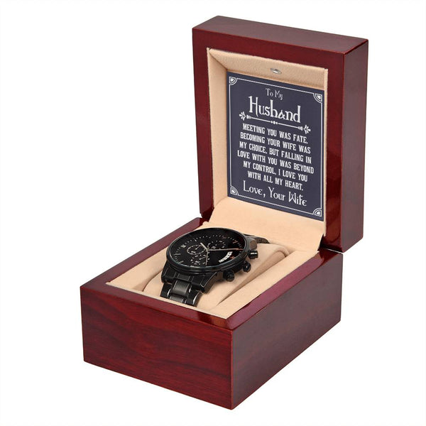 To My Husband | I Love You | Black Chronograph Watch