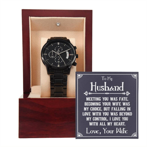 To My Husband | I Love You | Black Chronograph Watch