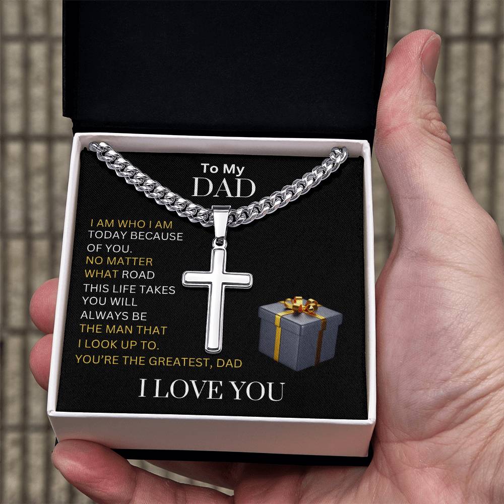 To My Dad | Cross Necklace on Cuban Chain