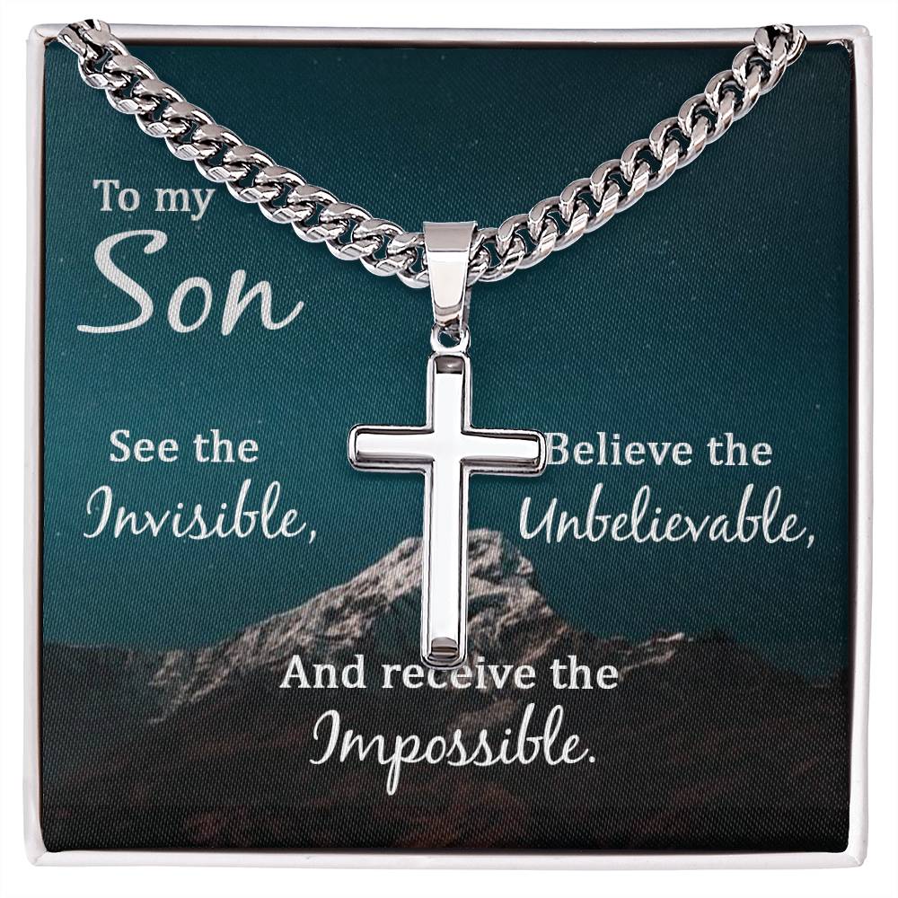 For My Son | Cuban Chain Cross Necklace