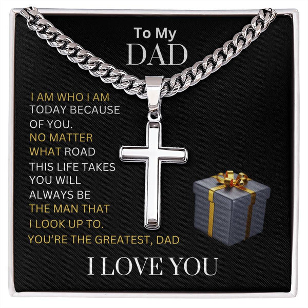 To My Dad | Cross Necklace on Cuban Chain