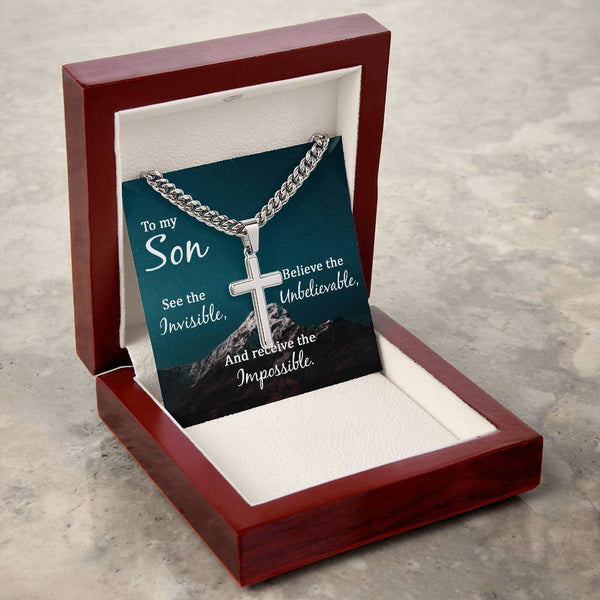 For My Son | Cuban Chain Cross Necklace