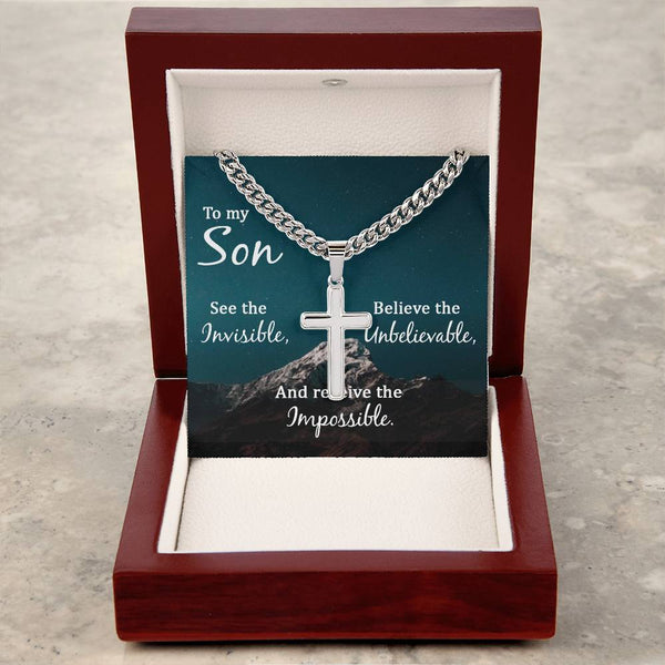 For My Son | Cuban Chain Cross Necklace