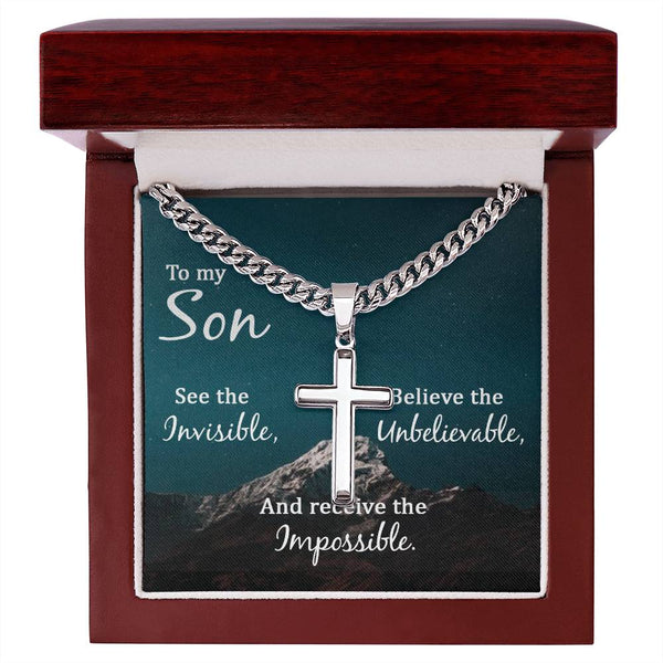 For My Son | Cuban Chain Cross Necklace