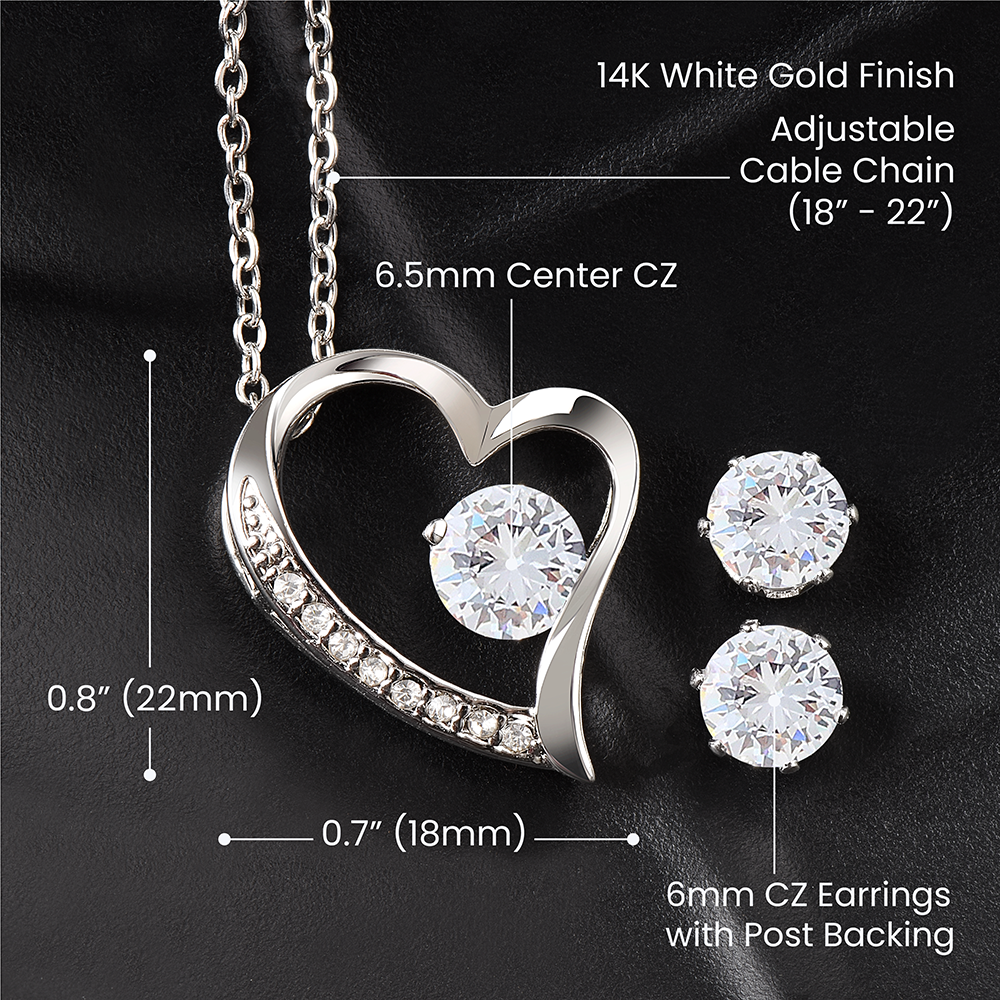 To My Gorgeous Wife | Forever Love Knot Necklace and Cubic Zirconia Earring Set