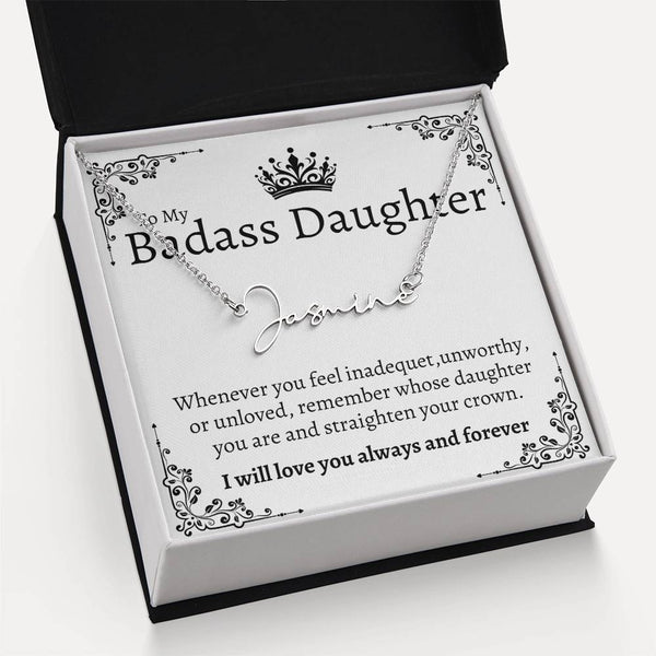 Badass Daughter Name necklace - Wht.