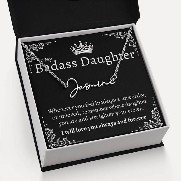 Badass Daughter Name necklace - Blk.