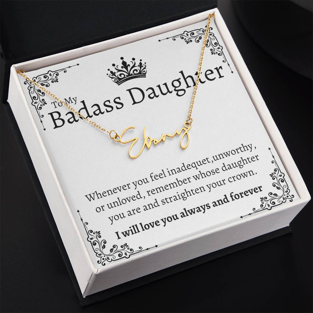 Badass Daughter Name necklace - Wht.