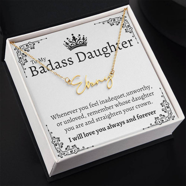 Badass Daughter Name necklace - Wht.