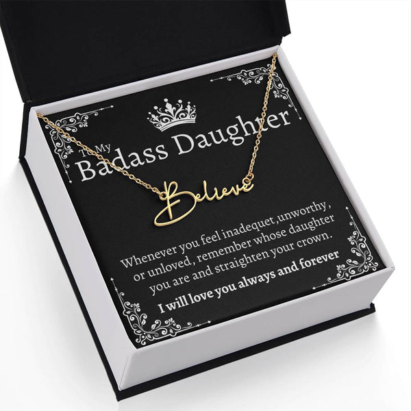 Badass Daughter Name necklace - Blk.