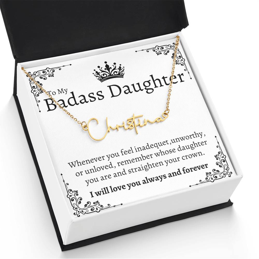 Badass Daughter Name necklace - Wht.