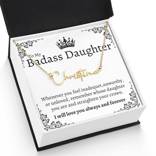 Badass Daughter Name necklace - Wht.