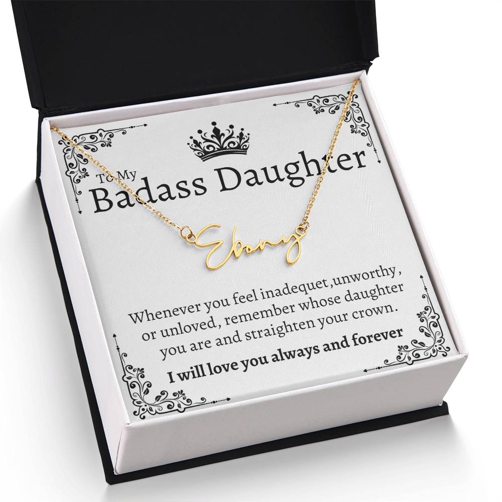 Badass Daughter Name necklace - Wht.