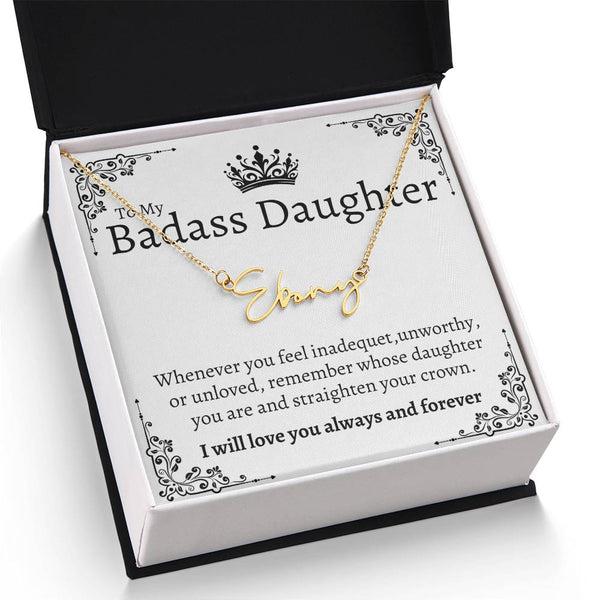 Badass Daughter Name necklace - Wht.