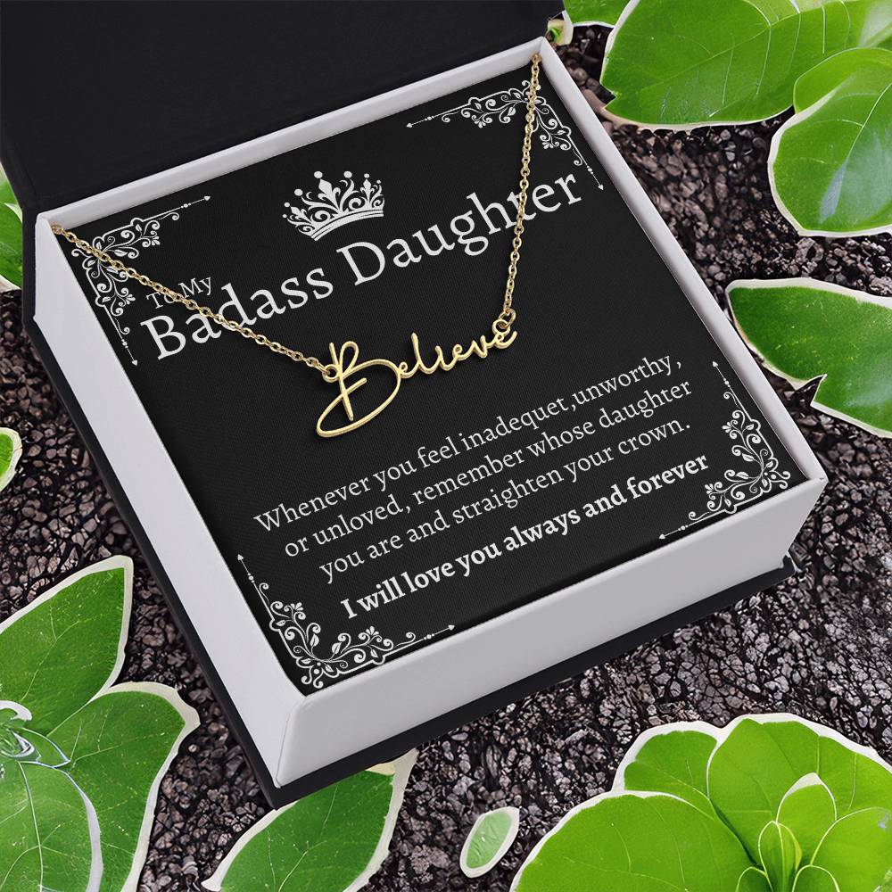 Badass Daughter Name necklace - Blk.